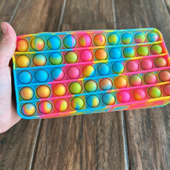 3 pop it pencil cases, colors: tie-die, rainbow. Good for school. - Picture 6 of 7